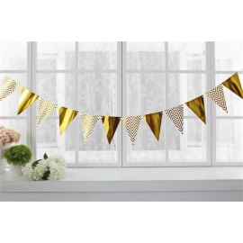 8pcs Party Flag Decor Gold Silver Flag banner Glitter Paper Pennant Bunting Garland for Festival Celebration